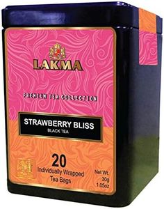 Lakma Black Tea with Strawberry & Cream - 20 Tea Bags - (16 Pack - 320 Tea Bags total) - Premium Collection in Metal Gift Tin