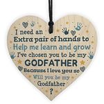 RED OCEAN Godfather Godparent Asking Gifts Wooden Heart New Baby Gift