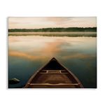 Stupell Industries Canoe on Lake Warm Sunrise Water Reflection Canvas Wall Art, 20x16, Orange