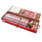 Sattiyrch Gift Wrapping Paper Storage containers,600D Oxford Fabric Christmas Ribbon Gift Bag Bows Storage Box,Holds up to 20 Rolls,42W x 14D x 5H (Red)