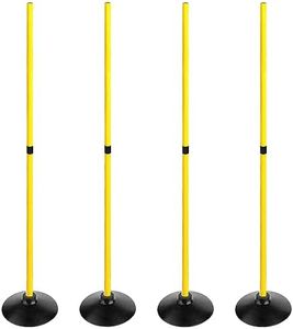 ASENVER Soccer Agility Poles Set Detachable Sports Trainning Speed Pole Slalom Poles with Rubber Base Sport Traning Equipment (4.9 FT, Pack of 4)