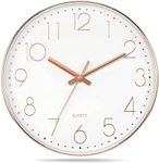 Rylan Wall Clock 12" Silent Quartz Decorative Latest Wall Clock Non-Ticking Classic Clock Battery Operated Round Easy to Read for Room/Home/Kitchen/Bedroom/Office/School.,