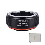 PHOLSY Lens Mount Adapter PK to MFT Compatible with Pentax K PK Mount Lens to Micro Four Thirds (M4/3 Micro 4/3) Mount Camera Body Compatible with Olympus Panasonic Lumix Cameras PK to M4/3