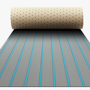 BOSSDECK Boat Flooring - EVA Foam Boat Decking - Self-Adhesive Marine Mat Faux Teak Marine Carpet for Boats RV Yacht Kayak 86.6"x43.3", Grey with Blue Lines
