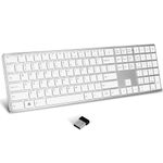 TIETI K01R Wireless Keyboard, 2.4G Slim and Compact Wireless Keyboard with Numeric Keypad, Long Battery Life, Lag-Free for PC Laptop Computer Windows, Silver