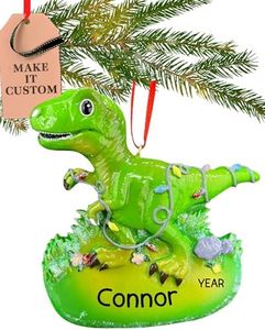 Personalized Animal Ornament 2024 – Fast & Free 24h Customization – Dinosaur Christmas Ornament for Tree – Custom Gift Wrapped T-Rex Dinosaur Keepsake for Kids