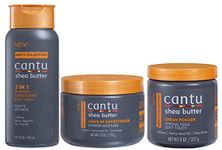 Cantu Men's 3-in-1 Shampoo Conditioner Bodywash 13.5oz, Leave in Conditioner 13oz & Cream Pomade 8oz