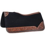 Tough 1 31-99940 Black Felt Saddle pad w/Turquoise buckstitch Tooled wear Leathers