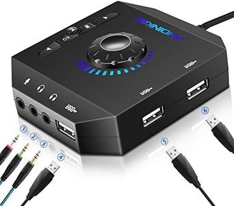 Carte Son USB Externe, Carte Son Externe PHOINIKAS avec Volume Réglable, Adaptateur Audio avec Prise Casque et Microphone 3,5 mm, Concentrateurs USB pour Mac, PC, Ordinateur Portable, PS4-6 en 1