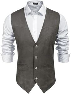 COOFANDY Men Faux Suede Vest Lightweight Sleeveless Vest Jacket