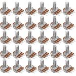 Taiss 30pcs 10K Potentiometer Variable Resistors 3 Terminals Linear Taper Rotary Audio B Type Potentiometer, Volume Control Potentiometer Shaft Length 15mm WH148 10K Ohm Potentiometer