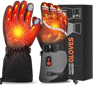 Electric Heated Gloves, 7.4V 6400mAh Rechargeable Battery Heated Warmer for Men & Women, 3 Speed Heating, Waterproof Touchscreen for Winters Ski Sports Motorbike Hiking Cycling Camping L