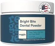 Reggie Bright Bite Dental Powder for Dogs | Reduces Bad Breath, Plaque, Tartar | Made in The USA, Organic, Vet-Approved, Ideal for All Ages & Breeds - 60 Scoops