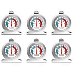 Thlevel Fridge Thermometer Freezer Thermometer Refrigerator Temperature Dial Type Stainless Steel with Hanging Hook and Stand 6 Packs