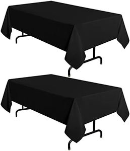 sancua 2 Pack Black Tablecloth 60 x 102 Inch, Rectangle 6 Feet Table Cloth - Stain and Wrinkle Resistant Washable Polyester Table Cover for Dining Table, Buffet Parties and Camping