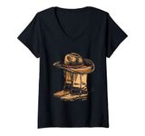 Womens Country Western Texas Horseback Gift Cowboy V-Neck T-Shirt