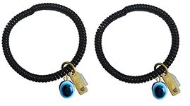 BigMart Nazar Battu Evil Eye Knife Bracelet Free Size for Men and Women | Stylish and Trendy Evil Eye Bracelet Nazar Battu Black Beaded Bracelets Unisex (Pack of 2)