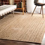 Housine® Carpet Hand-Woven Natural Jute Braided Carpet Mats | Reversible Floor Covering Carpets Rug Mat | Anti Slip Backing Heavy Carpet Runner for Living Room Bedroom (6 feet x 10 feet, COLOR-01)