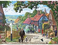 Bits and Pieces - 300 Piece Jigsaw Puzzle for Adults 18" X 24" - The Country Bus - 300 pc Small Town in The English Countryside Jigsaw by Artist Steve Crisp