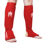 Meister Elastic Cloth Shin & Instep Padded Guards (Pair) (Youth/X-Small, Red)