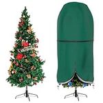 Christmas Tree Cover with Adjustable Straps, Durable Upright Xmas Tree Storage Bag with Zipper & Drawstring for up to 7.5 Foot Artificial Tree Standing with Ornaments, Waterproof, Dustproof