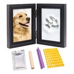 Aufeeky Dog or Cat Paw Print Impression Kit Photo Frame, Pet Pawprint Keepsake Kit with Clay, Wooden Picture Frame for Dogs, Perfect Memorial Gift for Pet Lovers-Black