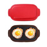 Penitue Microwave Egg Cooker, Multi-Use Silicone Microwavable Egg Cooker Poacher for Breakfast Sandwiches 2-Cavity Poacher Cups with Lid Dishwasher-Safe Kitchen Gadgets (Red)