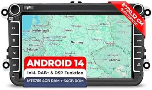M.I.C. AV8V7-L3 Android 14 Autoradio für VW Golf 5/6 Passat Touran Tiguan T5 / Skoda/SEAT (RNS/RCD Ersatz) – 8" QLED, 4GB+64GB, Apple CarPlay/Android Auto, DAB+(Antenne inkl.), CANBUS integriert