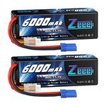 Zeee 3S Lipo Battery 6000mAh 11.1V 80C Hard Case RC Battery with EC5 Connector for RC Car Truck RC Tank Boat Racing Models (2 Pack)