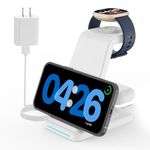 Wireless Charger for Fitbit Watch: JoyGeek 3 in 1 Charging Station for Versa 4/Versa 3/Sense 2/Sense, Phone Charge Dock for iPhone & Google Pixel, for Galaxy, Airpods 3/2