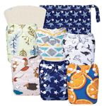 babygoal Newborn Cloth Diapers Pack of 13 for 5-12lbs Preemie Girl, Cloth Diaper Covers 6 Pack with 6pcs Inserts and Wet Bag, Reusable Washable & Waterproof 6SFN05-SMB-IN