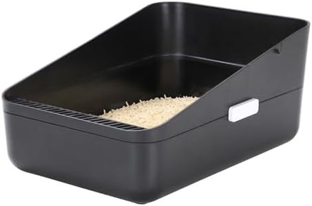 Sfozstra Open Litter Box,Durable High Side Sifting, Secure and Odor Litter Box, Removable Litter Box, Easy to Clean Litter Box for Cats Up to 8 Pounds(Black Small)