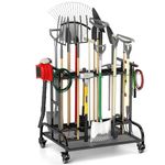 tonchean Garden Tool Storage Organizer on Wheels 3 Tier Storage Rack Trolley 360° Rotating Storage Tower Rolling Tool Holder Stand Shelf for Garage Lawn Shed Workshop