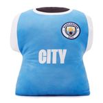 Man City FC Officially Licensed Kit Cushion (40cm x 40cm): The 'Cityzens' Essential for Home & Away Match-Day Comfort. Perfect for Supporters Young and Old Manchester City 'Citeh' Fans