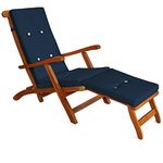 Deuba® Sun Lounger Cushions for Steamer Recliner | Waterproof | No Slipping | Fixing Ties | Seating Pads 173 x 43 cm | Comfy 6cm Thick Cushions | Blue