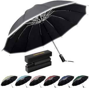 DAWNTREES Travel Folding Umbrella | UPF 50+ 99% UV Protection,Sun UV Umbrella,Sturdy Windproof, Reflective Safety Strip,Compact Auto Open/Close Umbrella for Men Women,Gift Package