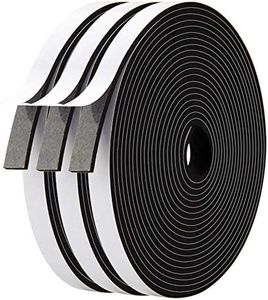 Adhesive Foam Seal Tape-1/2 Inch Wide X 1/8 Inch Thick,High Density Foam Strip Self Adhesive Neoprene Rubber Door Weather Stripping Insulation Foam Window Seal Total 59 Feet Long(19.7ft x 3 Rolls)