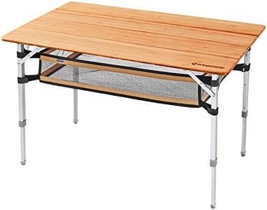 KingCamp Table de Camping Pliante en Bambou avec Filet Détachable 4 Plis Réglable en Hauteur avec Cadre en Aluminium Table de Cuisine Portable ISPO Table Pliable pour Pique-Nique Jardin Barbecue Fête