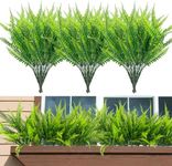 LYRWI 20 Bundles Artificial Boston Fern Plants Fake Ferns Faux Plants Shrubs Greenery Outdoor UV Resistant No Fade Garden Porch Window Box Decor, BSC-20