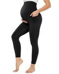 QGGQDD Maternity Leggings Over Bump with Pockets High Waisted Pregnancy Leggings for Women Gym Yoga Pants(Black,Medium)