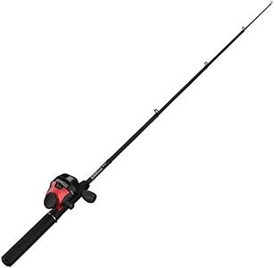 Zebco 202 Spincast Reel and Telescopic Fishing Rod Combo, 17-Inch to 5-Foot 6-Inch Telescopic Fishing Pole, Size 30 Reel, Right-Hand Retrieve, Pre-Spooled with 10-Pound Zebco Line, Black/Red