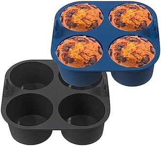 webake Silicone Deep Muffin Tray for Air Fryer 2 Pcs 8cm Large Muffin Cases Giant Cupcake Moulds Cupcake Baking Trays for Baking Cupcakes, Cakes, Pudding 18.5 x 18 x 5 cm