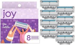 joy Womens Razor Blade Refills, 8 Count, Purple, Lubrastrip to Help Avoid Skin Irritation