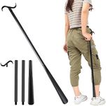 35" Long Dressing Stick with Shoe Horn with Sock Removal Tool, Adjustable Extended Dressing Aids for Shoes, Socks, Shirts and Pants