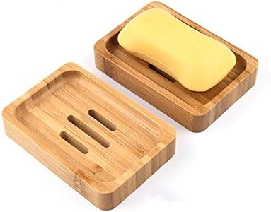 Gurkkst 2Pcs Bambou Naturel en Bois Porte Savons Boîte à Savon pour Salle de Bains Douche Porte-savons Artisanat pour Savon, éponges et Plus