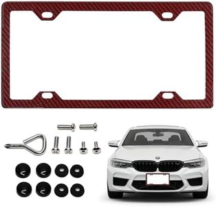 Plate Jade 100% Real 3k Twill Weave Carbon Fiber Car License Plate Frame, 4 Holes, UV Protection, Front Rear Universal Man Woman Fit USA Canada Mexico Standard Size tag Holder (RED)
