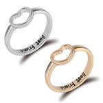 BFF Best Friends Necklace Rings for Women Men Initial Letter Best Friend Forever Love Heart Rings Necklace for 2 3 Gradution Jewelry Set, Metal, Rhinestone