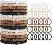 Hair Ties for Women Girls, 30 Pcs Elastics Hair Bands Ponytail Holders for Thick Hair, No Damage No Crease Hair Elastics (Black/Brown/White/Beige/Coffee)