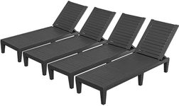 YITAHOME Patio Chaise Lounge Set of 4, Adjustable Outdoor Chaise Lounge with 265lbs Weight Capacity for Backyard, Poolside, Lawn, Waterproof & Easy Assembly (Dark Grey)