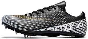 Mens Track and Field Shoes for Sprinting Spikes Jumping Sneakers Professional Running Nail Spikes Shoes for Boys Youth, Black, 8